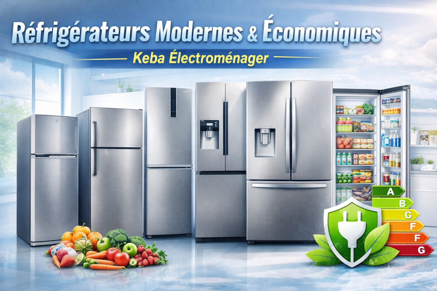 Réfrigérateurs modernes simple et double porte en vente au Sénégal chez Keba Électroménager avec grande capacité et économie d’énergie