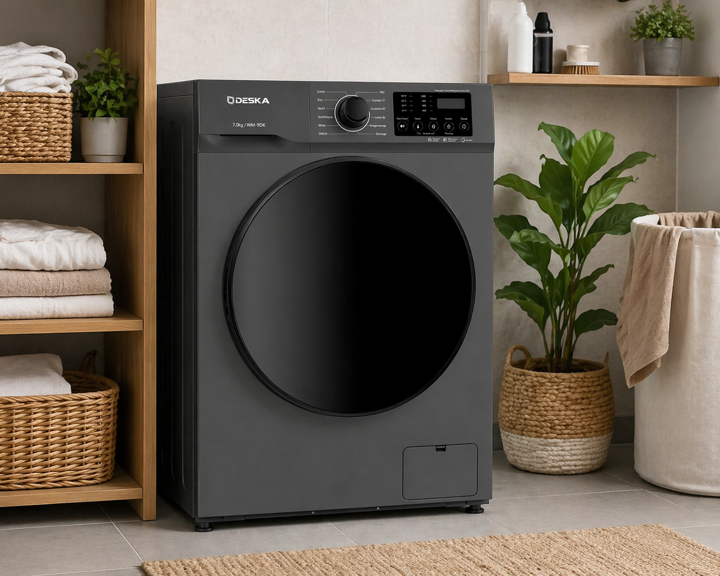 Machine à laver Deska 9KG en fonctionnement avec linge dans le tambour