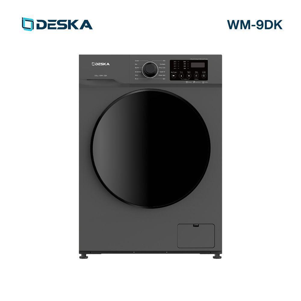 Machine à laver Deska 9KG front load gris vue de face sur fond blanc
